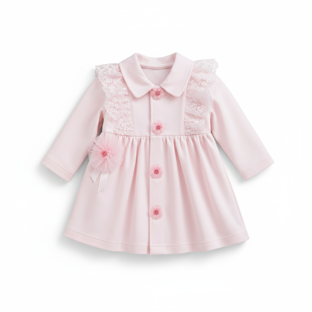 Baby Girls Lace Collar Dress - Long Sleeve Boutique Princess Dress