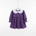 Baby Girls Gingham Dress with Embroidered Peter Pan Collar