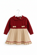 Girls Knitted Winter Dress - Long Sleeve Pleated Boutique Dress