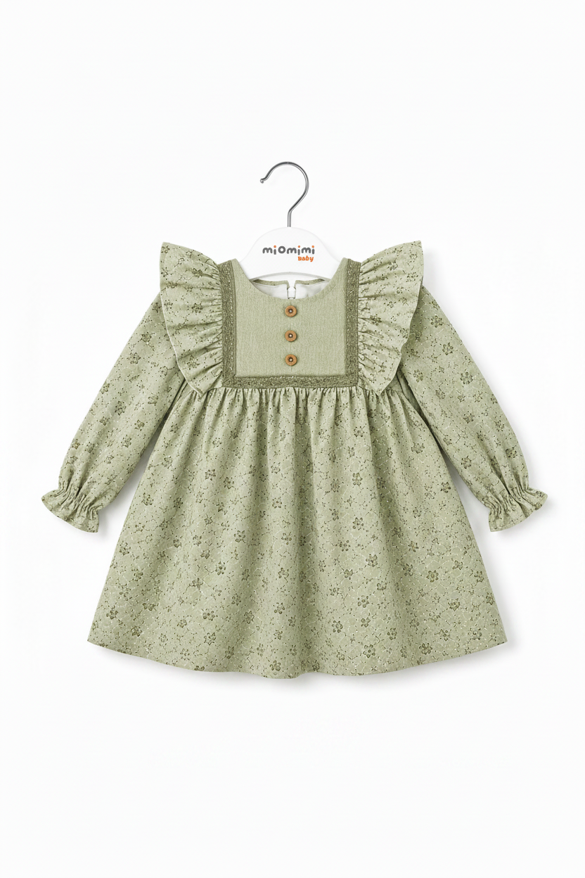 Baby Girl Dress - Long Sleeve Ruffle Cotton Dress for Toddlers